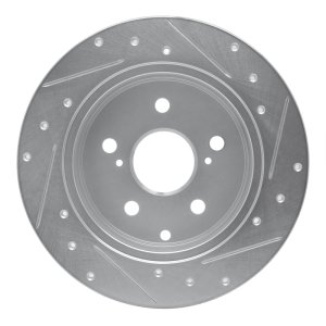 Lexus HS250H Brake Rotor (1) - Rear Left - R1 Concepts - Drilled & Slotted - Silver - `06-`18